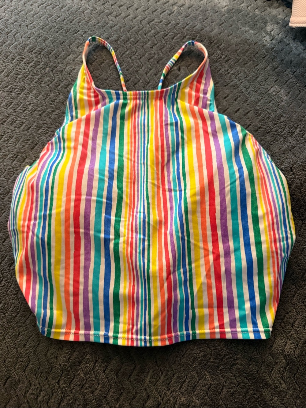 Rainbow Striped Cropped swim top